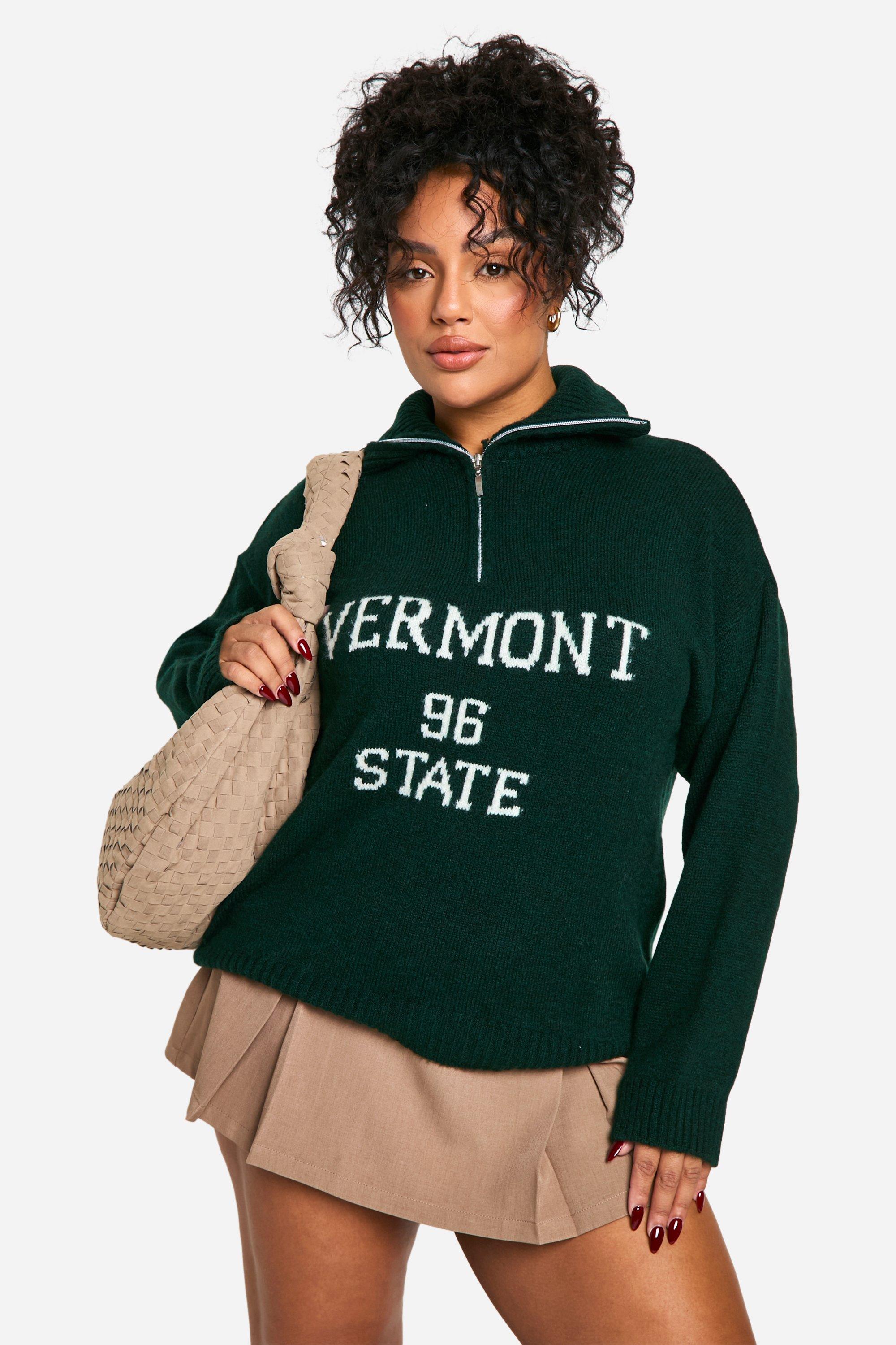 Boohoo Women s Plus Vermount Half Zip Knitted Jumper Green